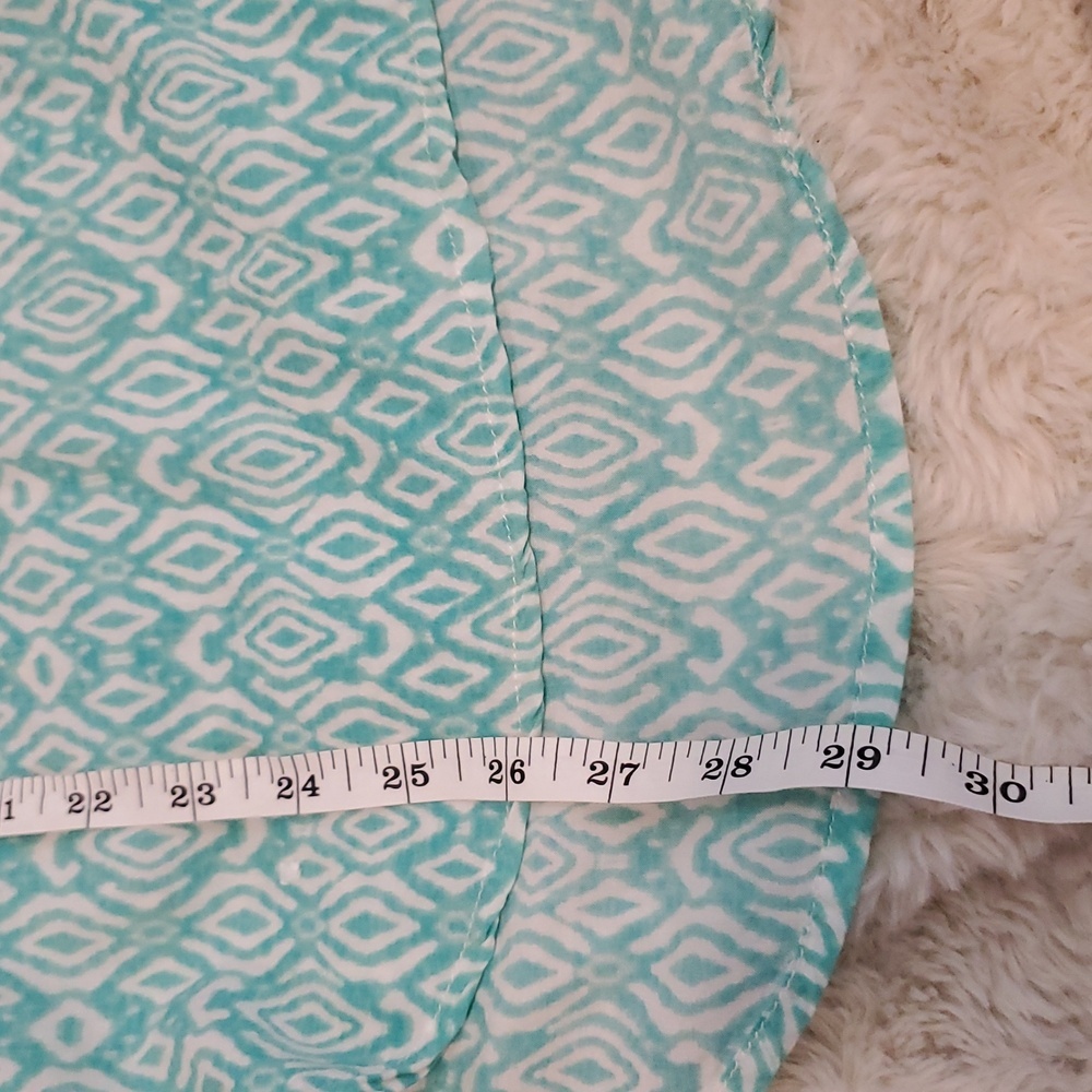 Grand & Greene Rayon Popover Blouse Aqua White S - Picture 7 of 9